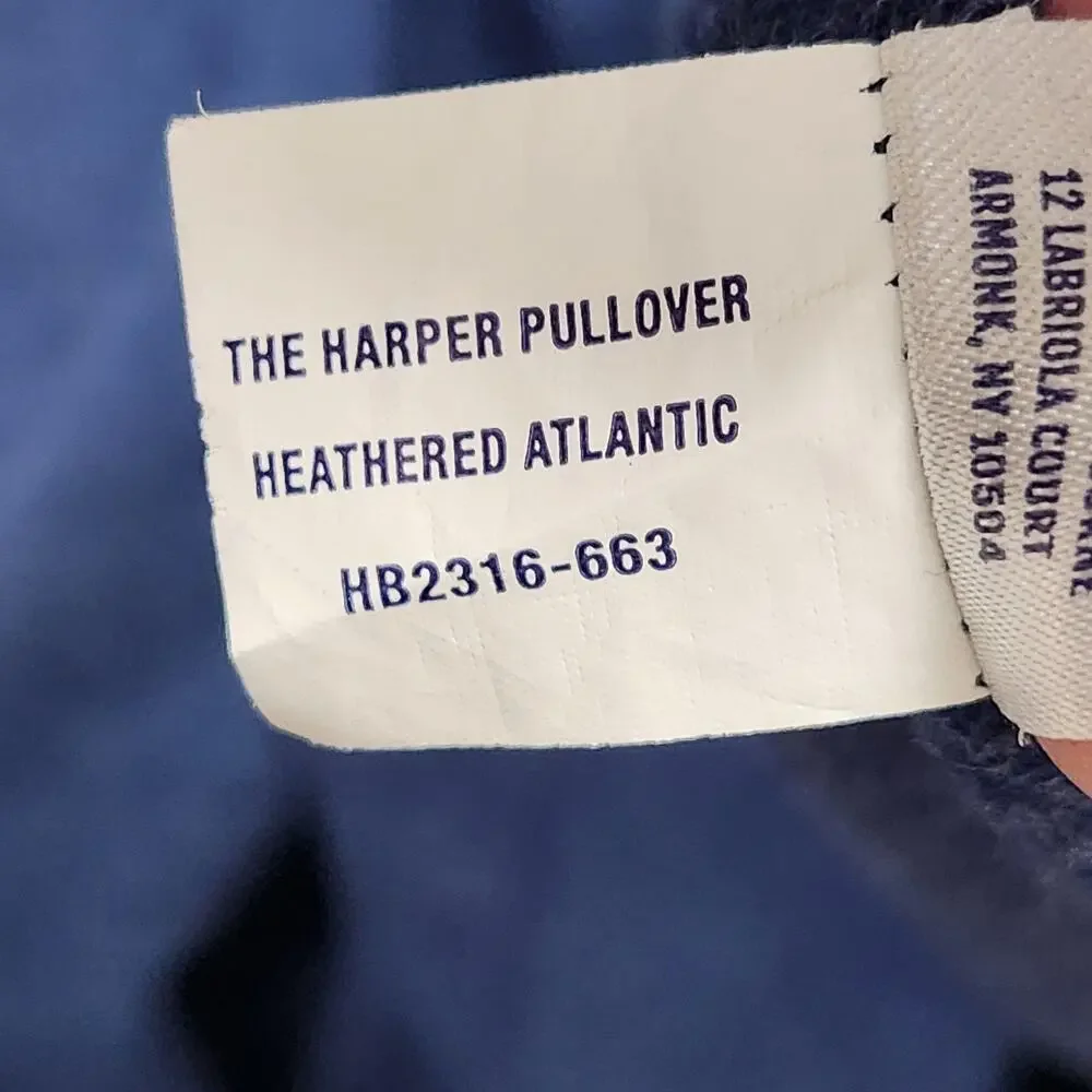 Holderness & Bourne Harper Pullover Mens XL Blue Heathered Atlantic 1/4 Zip